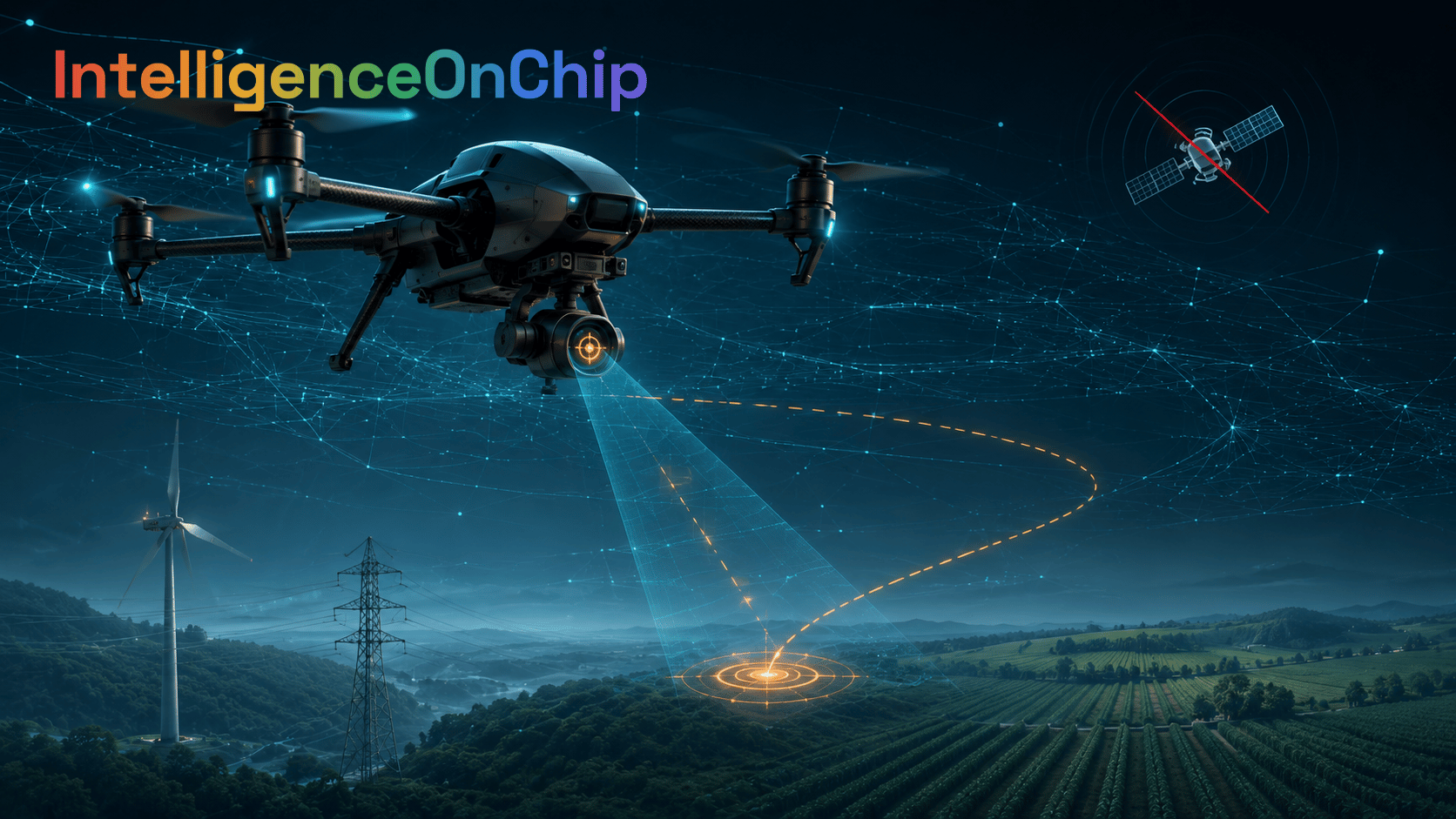 IntelligenceOnChip · Robostral Navigate — Aufklärungsdrohne navigiert per Kamera ohne GPS über Energie- und Agrarinfrastruktur
